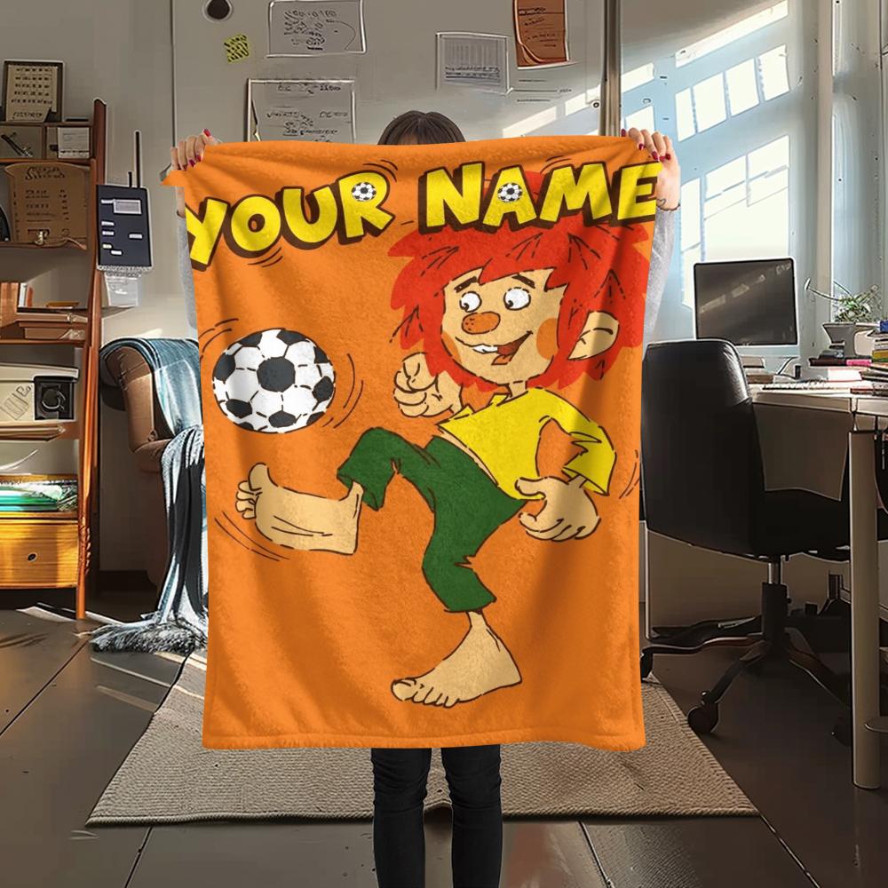 1PC Custom Name Pumuckl Patterned Flannel Blanket Suitable For All Seasons for Home Decor Warmth and Comfort Gifts Holiday Present