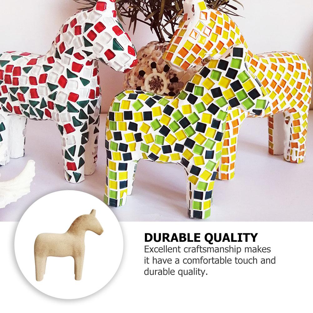 1pc Wooden Animal Figurines Horse Nament Diy Desktop Craft Supplies Kids Toy Unfinished Wood Figures Home Decor Miniatures