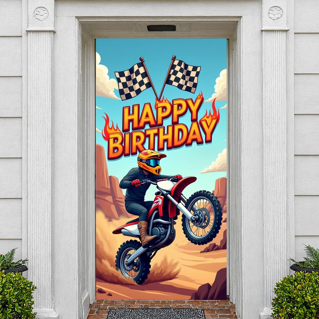 Geburtstagsparty Banner Motocross Thema Banner Extremsport Display Dirtbike Muster Geburtstag Feier Banner Für Foto