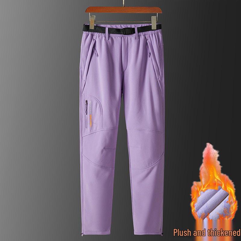 Outdoor Windproof Waterproof Thickened Ski Hiking Softshell Fleece Pants for Men and Women - Autumn Winter