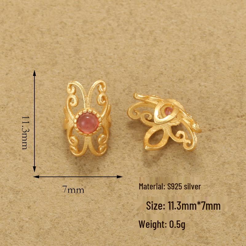 Handmade S925 Silver Ruyi Clasp Bracelet with Jade, Corundum Butterfly Clip, and Decorative Ring - Jewelry Accessory P24