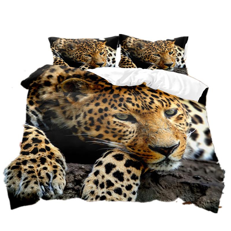 Animal, Leopard 2021 Animal 3D Printing High Definition Home Textile Bed Sheet Kit Student Dormitory Three-Piece Set