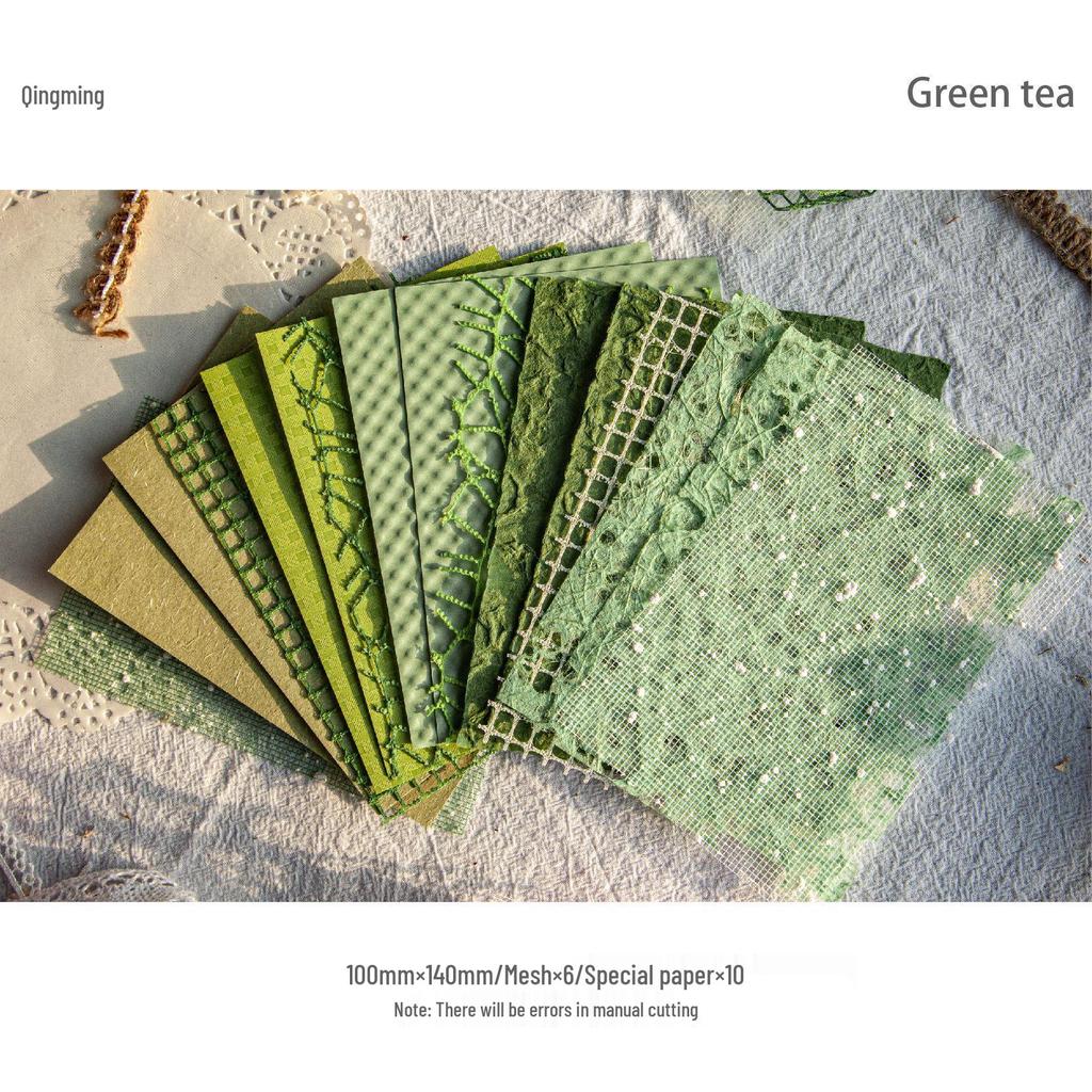 RetroStory Cloud Gauze Series: Romantic Hollow Mesh Journal Decoration Pack - 16 Sheets, 6 Styles