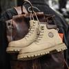 Martin Stiefel Herren Herbst Neu Britischer Stil Retro Leder Rhabarber Stiefel Outdoor Rutschfest und Verschleißfest Lederstiefel
