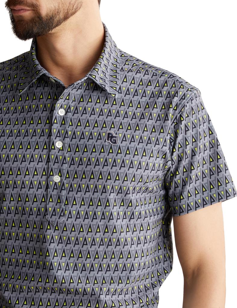 Short Sleeve Polo Shirt Geometric Print Golf Base 3 [PEARLY GATES] Men's (Logo Pattern) / / 053-4160415 021_Charcoal [S]