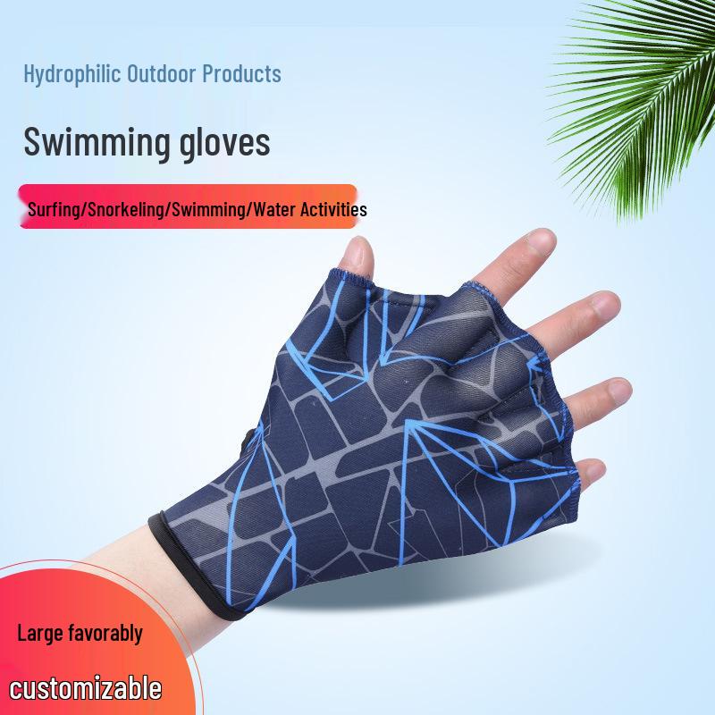 Neoprene Embossed Swimming Gloves with Webbed Duck Feet Fins for Diving and Paddling