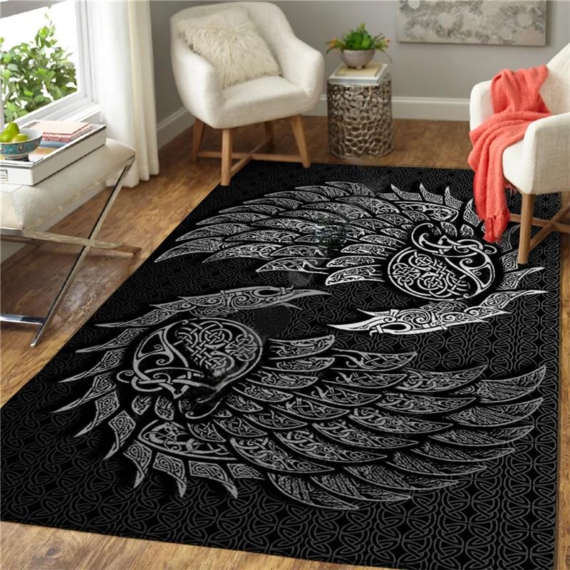 3D Viking Pattern Carpet Area Rugs Graphic Square Anti-slip Large Carpets Living Room Home Decoration Children Bedroom Carpet