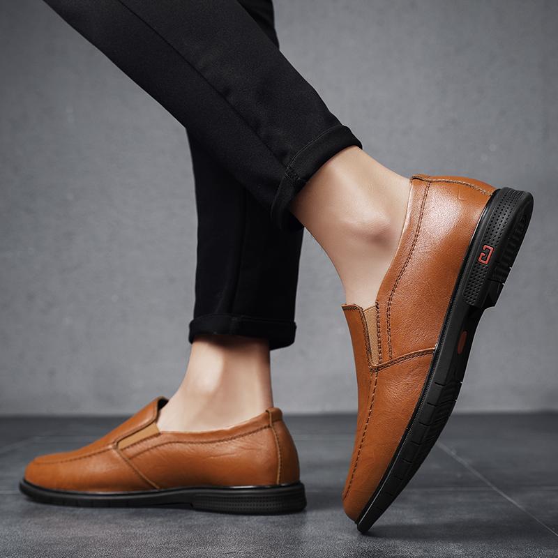 Fashion Casual Business Shoes Formal Genuine Leather Shoes Comfortable Men Soft-Soled Loafers Slip-On Flats Leisure Walk Man Moccasins