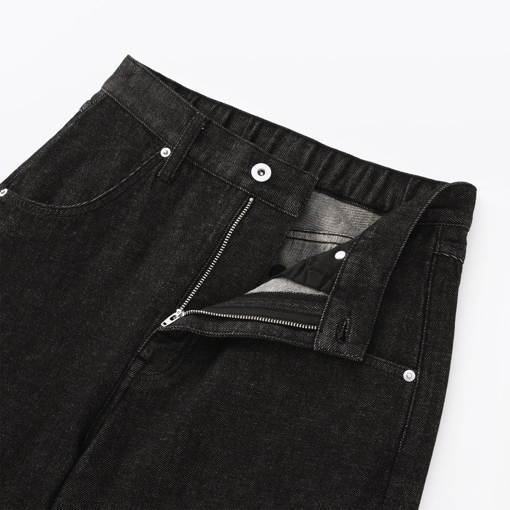 MUJI Kapok Blend Denim Barrel Size M Women's Pants, Black, (BE1ZEA5A)