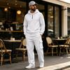 Men's Warm Lined Hooded Sweatshirt and Wide Leg Cargo Pants Set, Relaxed Fit Casual Outdoor Activewear