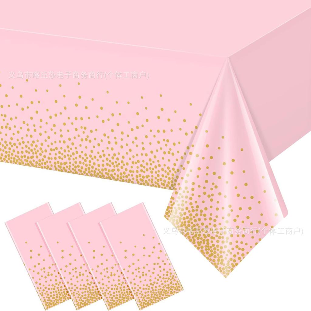 Peva Foundation Gold Polka Dots 137 * 274Cm Tablecloth Waterproof And Oil-Proof, Suitable For Parties, A Must For Holiday Parties