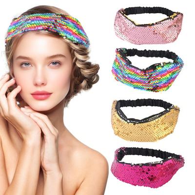 Damen Stirnband Wendbar Glänzende Pailletten Stirnband Elastische Haarbefestigung Dekoration Dekorative Haaraccessoires
