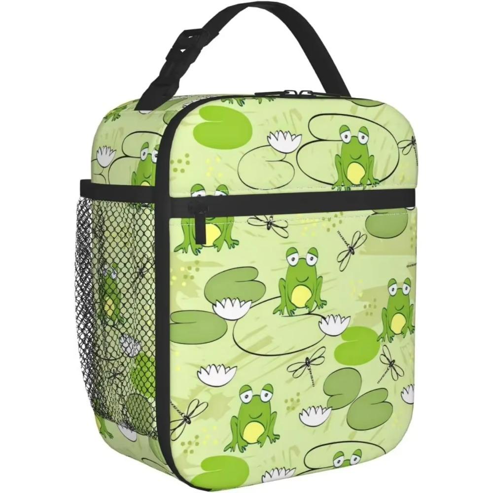 Frog and Dragonfly Lunch Bag for Men Women Tote Insulated Cooler Bags Reusable Lunch Box for College Work Office Picnic