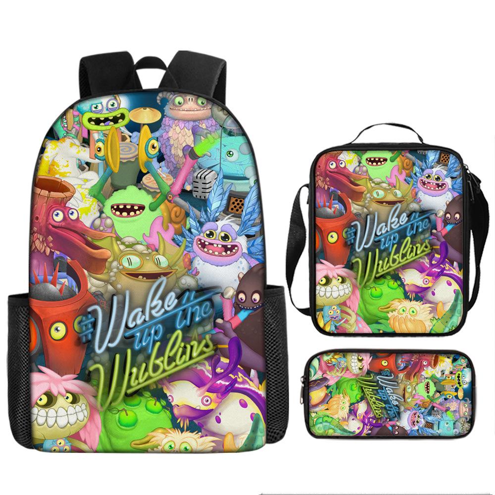 Monster music cartoon animation primary school third or fourth grade light burden reduction primary and secondary school students storage bag