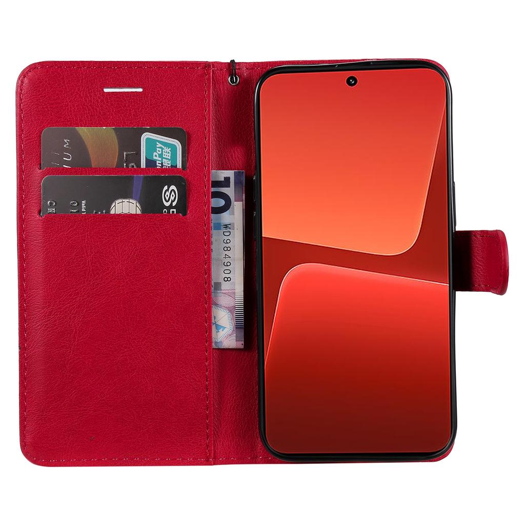 Geeignet für Samsung A54 Handy-Lederhülle, Xiaomi 13 einfarbige Lederstruktur-Kartenbrieftasche Schutzhülle, Redmi Note12