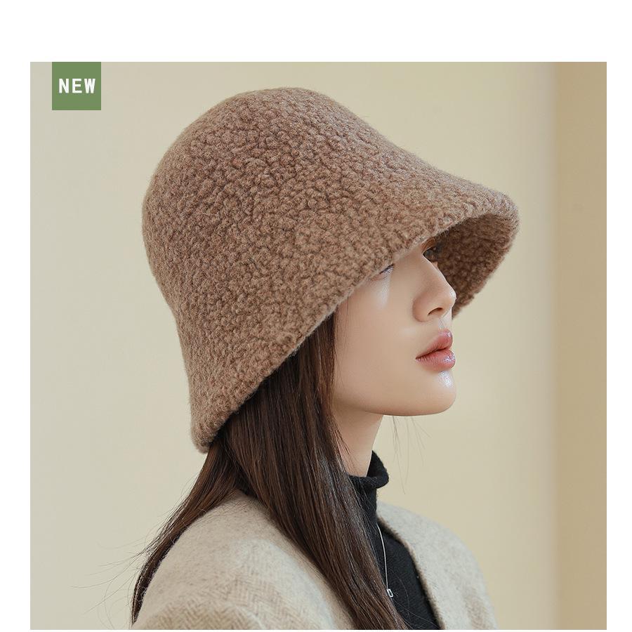 Women'S Bucket Hat Autumn Winter Hat Wool Wide Brimmed Sunshade Bob Cap Keep Warm Casual Vintage Lady Hat Accessories
