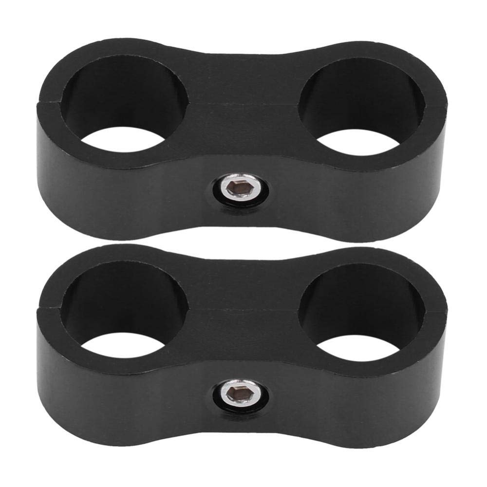 Qiilu [2pcs] AN6 Hose Separator Clamp Fitting Adapter Bracket Aluminum Alloy Universal (Black)