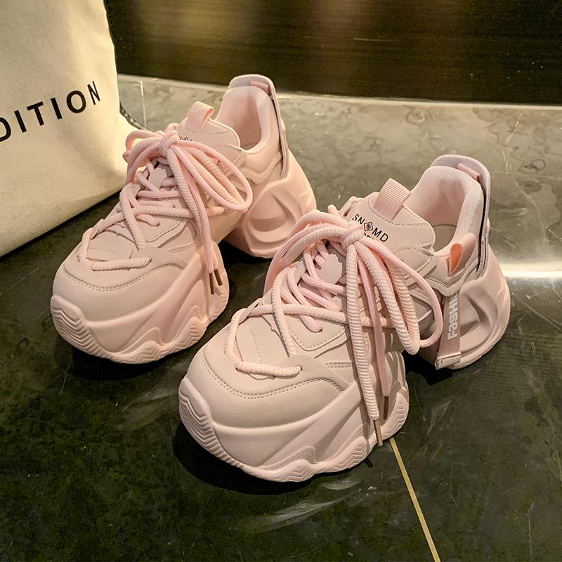 Модные женские повседневные спортивные туфли на высокой платформе 8 см — фото 8