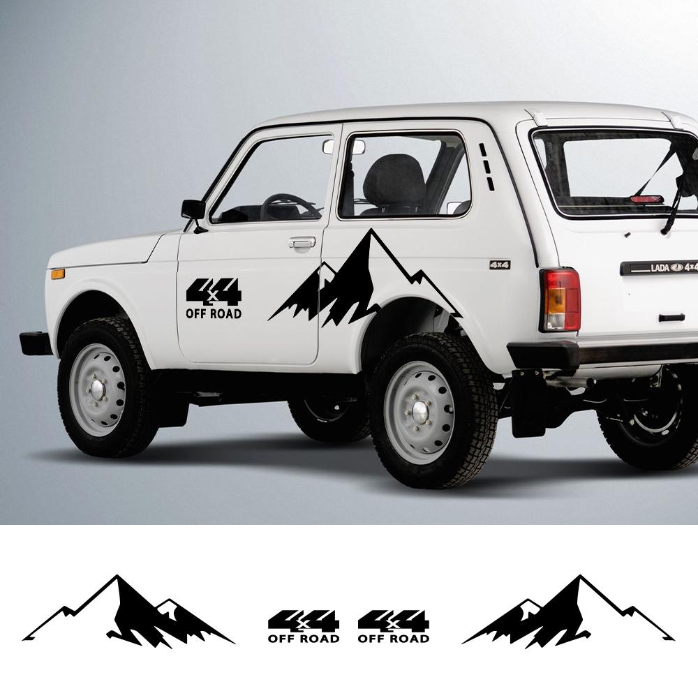 Наклейки на боковые двери автомобиля для LADA NIVA 1600 4x4 Логотип Виниловая пленка Декор Наклейка Внедорожный Пик горы Стайлинг Авто Тюнинг Colorful Laser