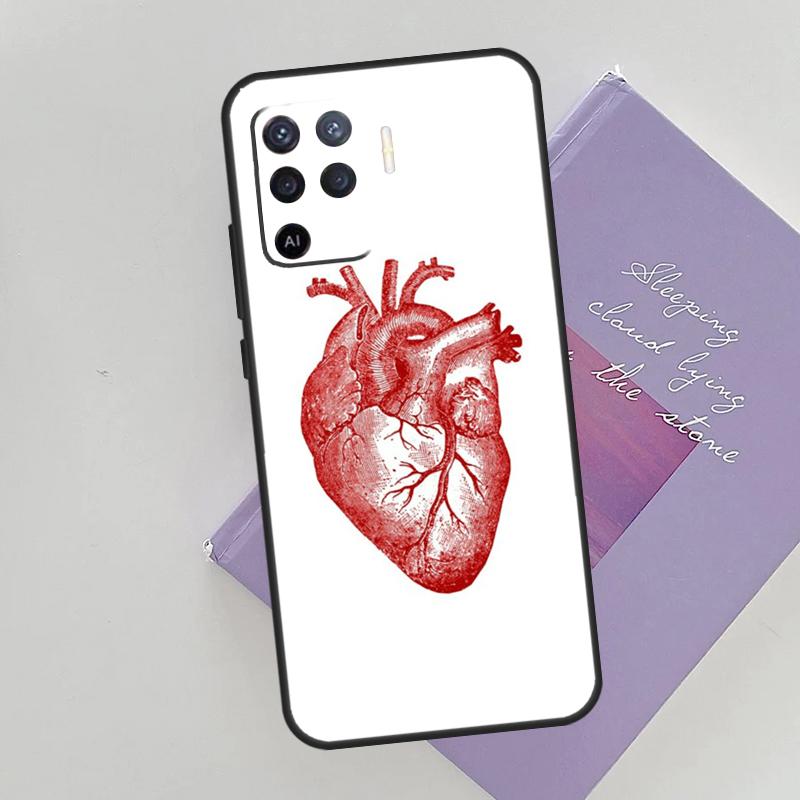 Human Heart Anatomy Case For Oppo A15 A16 A17 A52 A72 A76 A96 A74 A94 A53 A54S A57S A58 A78 A98 A77 Phone Cover