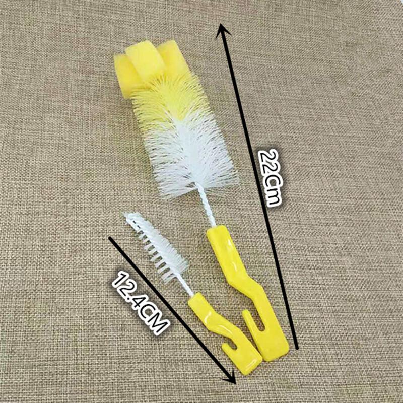 2PCS/Set Milk Bottle Cups Brushes 360 Degree Clean Upright Nylon Bottle Brush Long Handle Cup Brush Baby Bottle Brush