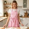 Cooking and Baking Apron with Checkered Pattern, 2 Front Pocket and Ruffle Lower Edge for Kitchen Wear Daily Use