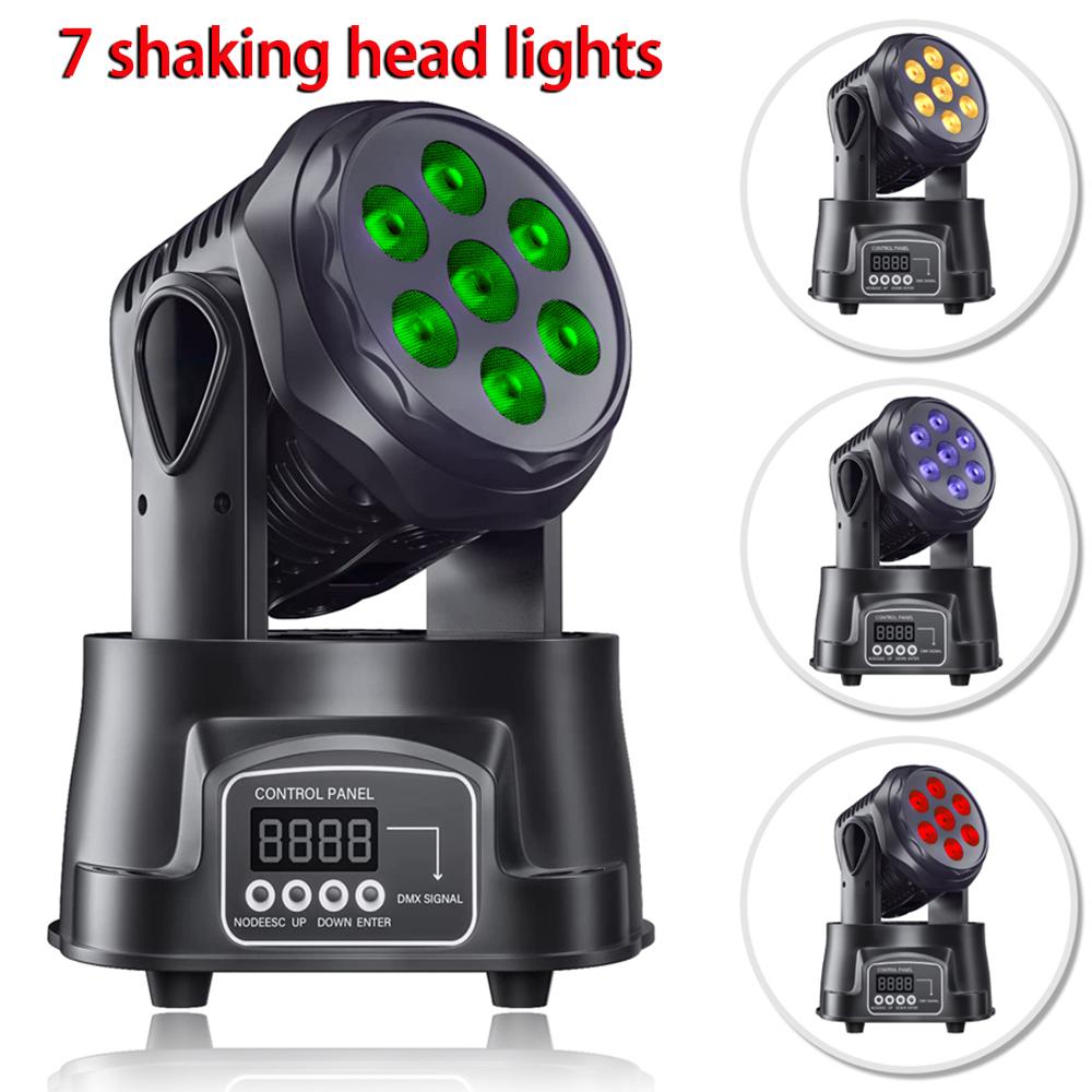 1/4PCS Moving Head Stage Lights 7x10W RGB Disco DMX Laser Bar Party Dance Birthday Wedding Christma Effect Lamp Sound Control