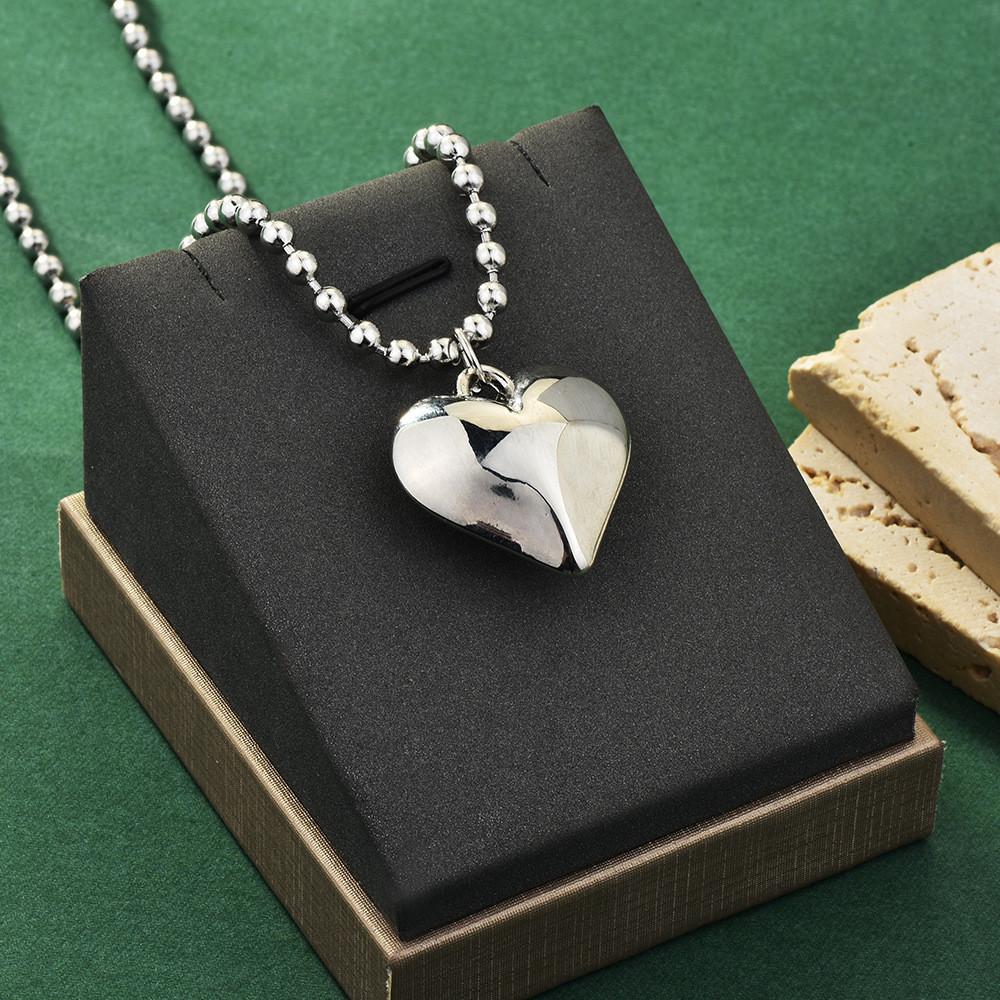Silver Premium Heart Pendant Necklace Stylish Long Chain Accessory For Fashion Lovers