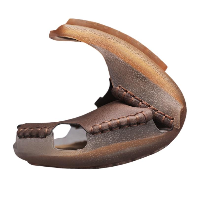 New Quality Leather Non-Slip Slippers Men's Beach Sandals Comfortable Summer Shoes Men Slippers Classics Men Flip Flops