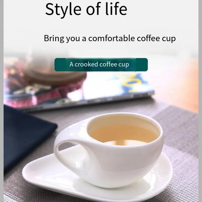 High-Appearance Creative Wholesale Ceramic Coffee Cup and Saucer Set Minimalist Pure White Tableware for Home Office Use - Perfe