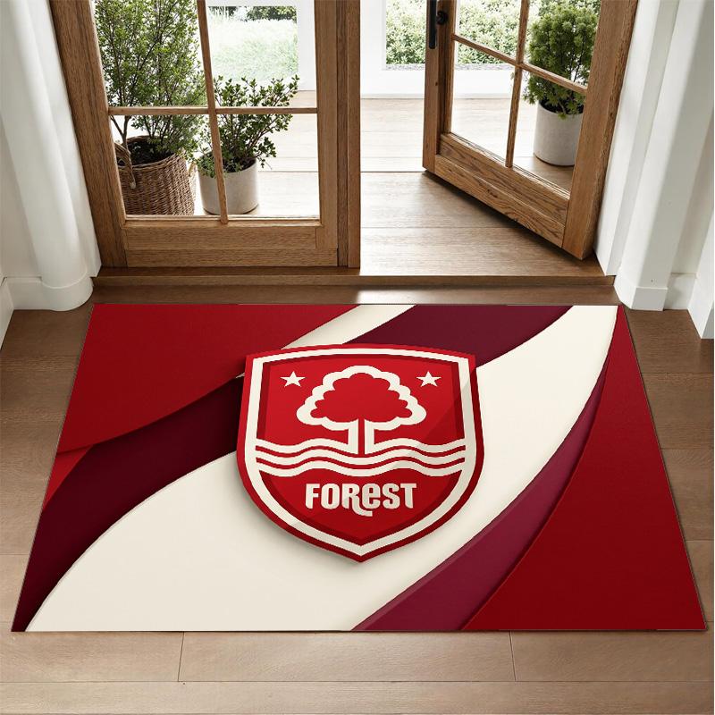 Nottingham Forest Football Design Crystal Velvet Rug Soft Decorative Mat for Bedroom Entrance