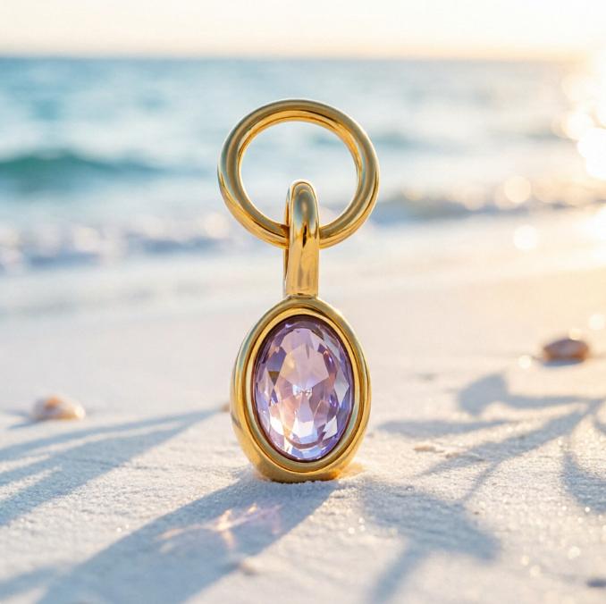 Oval Zircon Charms Colorful Gemstone Pendants for DIY Jewelry Gold-plated Stainless Steel Charms