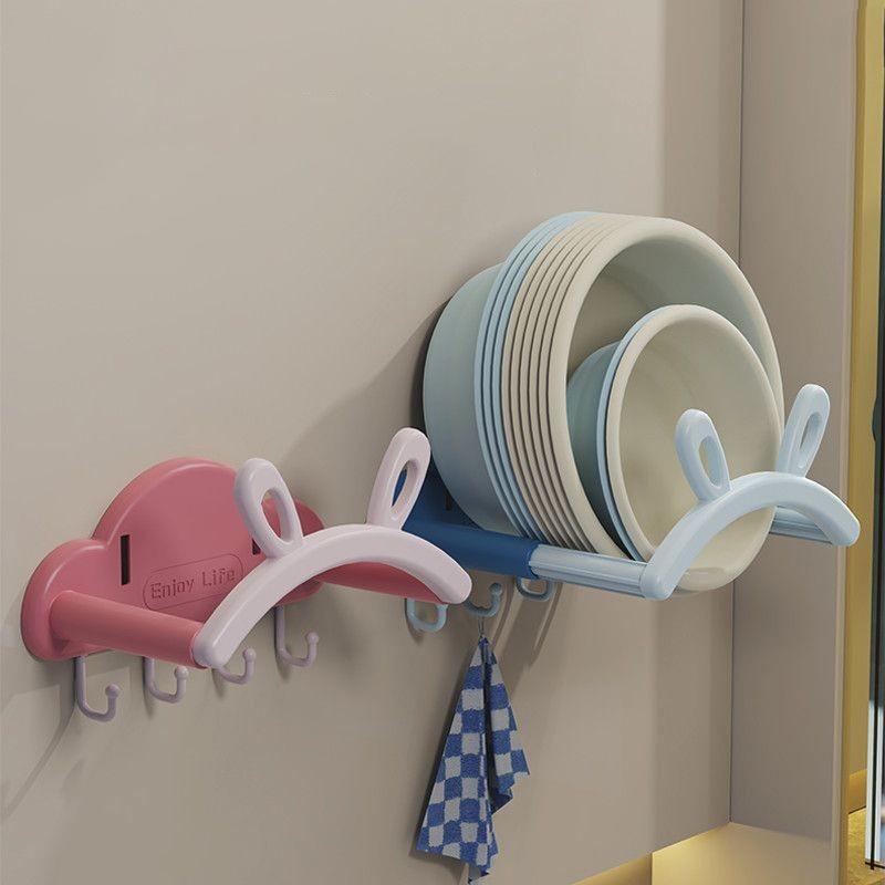 Teleskopisches Waschtischgestell Wandmontiert Hasenohren Ablageregal Multifunktional Ohne Bohren Waschtischhaken