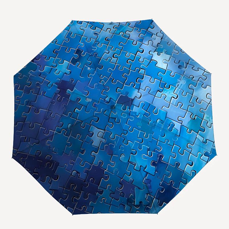 

1pc Puzzle Pieces Automatic Open/close Umbrella, 8-Rib sturdy structure, Auto Folding/Opening, Portable Travel Umbrella for Women163