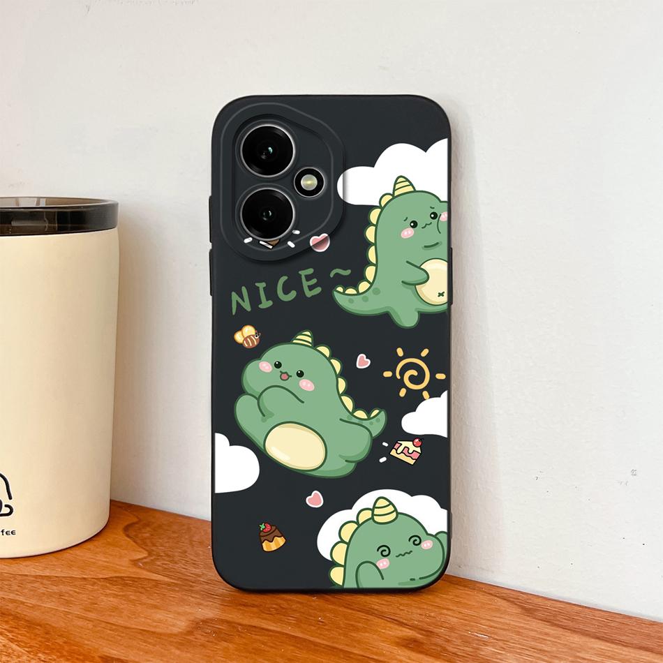 Case For Honor 400 Pro Global Cartoon Dinosaur Back Cover Liquid Silicone Full Protection Durable Shockproof Phone Protectors