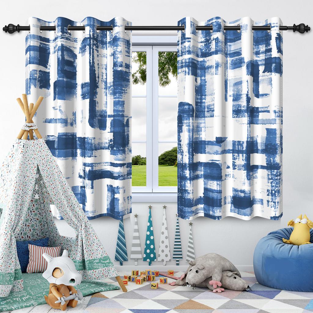 2 st Abstrakta Oljemålning Textur Fönstergardiner Sekretessavdelare Mörkläggningsgardin Lägenhet Sovrum Vardagsrum Mörkläggning