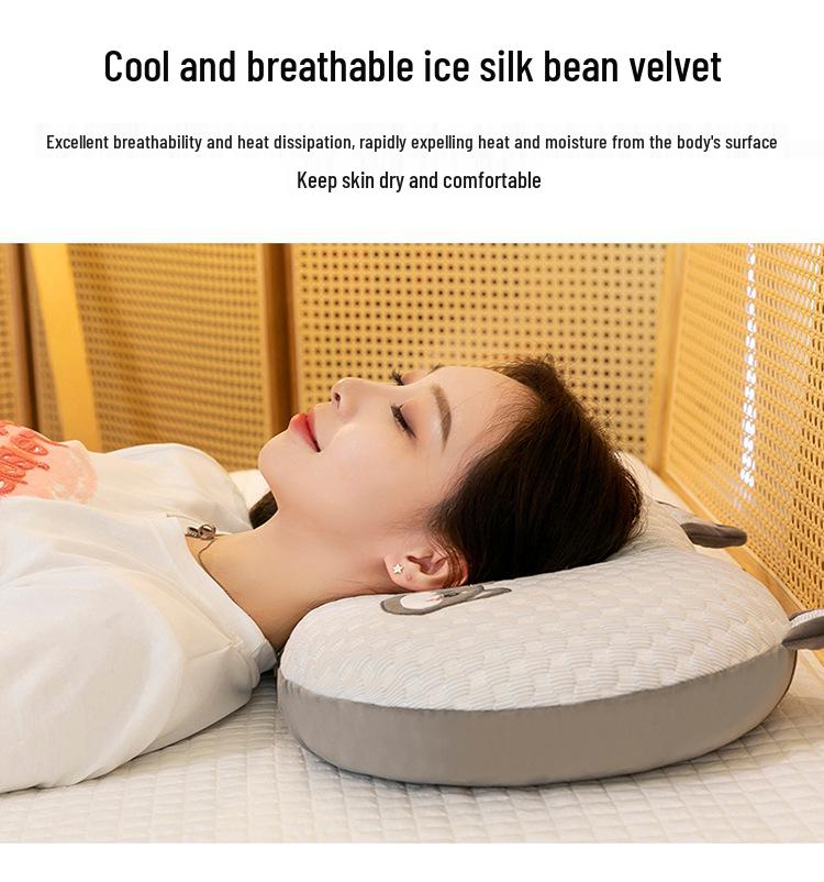 Cartoon Cat Ice Bean Memory Foam Cooling Neck & Back Support Pillow