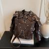 Stylish Retro Medieval Shoulder Helmet Armor Three-dimensional Tote Bag Personalized Halloween Oblique Span Bag