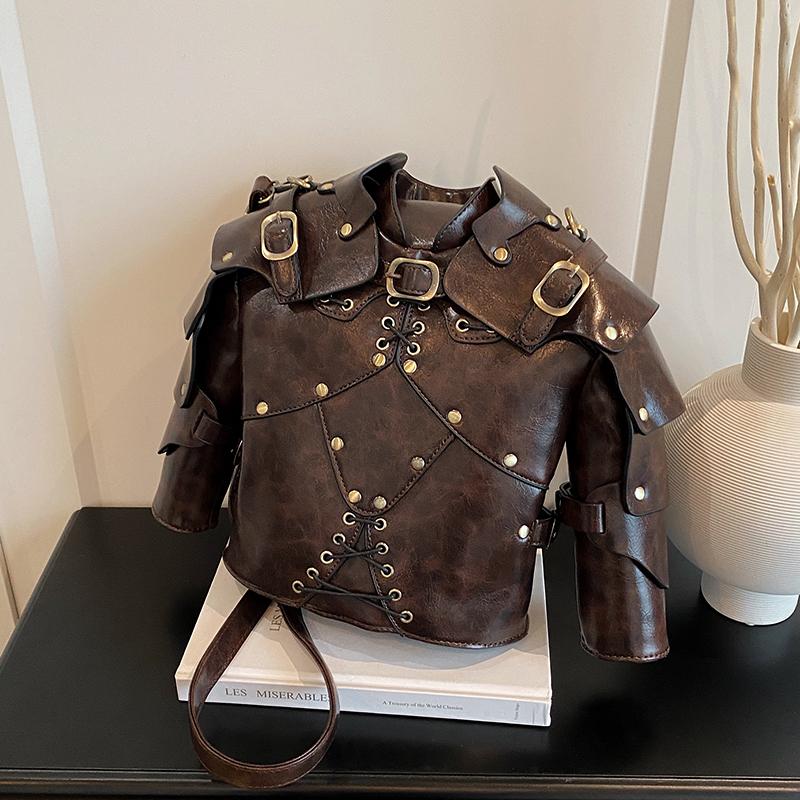 Stylish retro medieval shoulder helmet armor three-dimensional tote bag personalized halloween oblique span bag