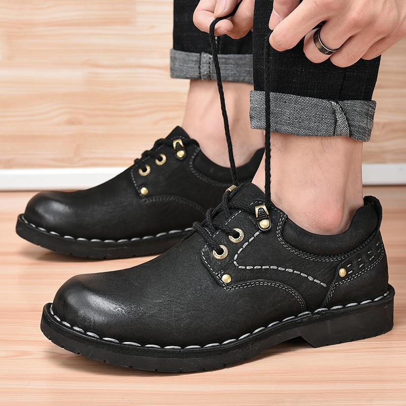 Men's Hand-stitched Leather Shoes Outdoor Casual Shoes