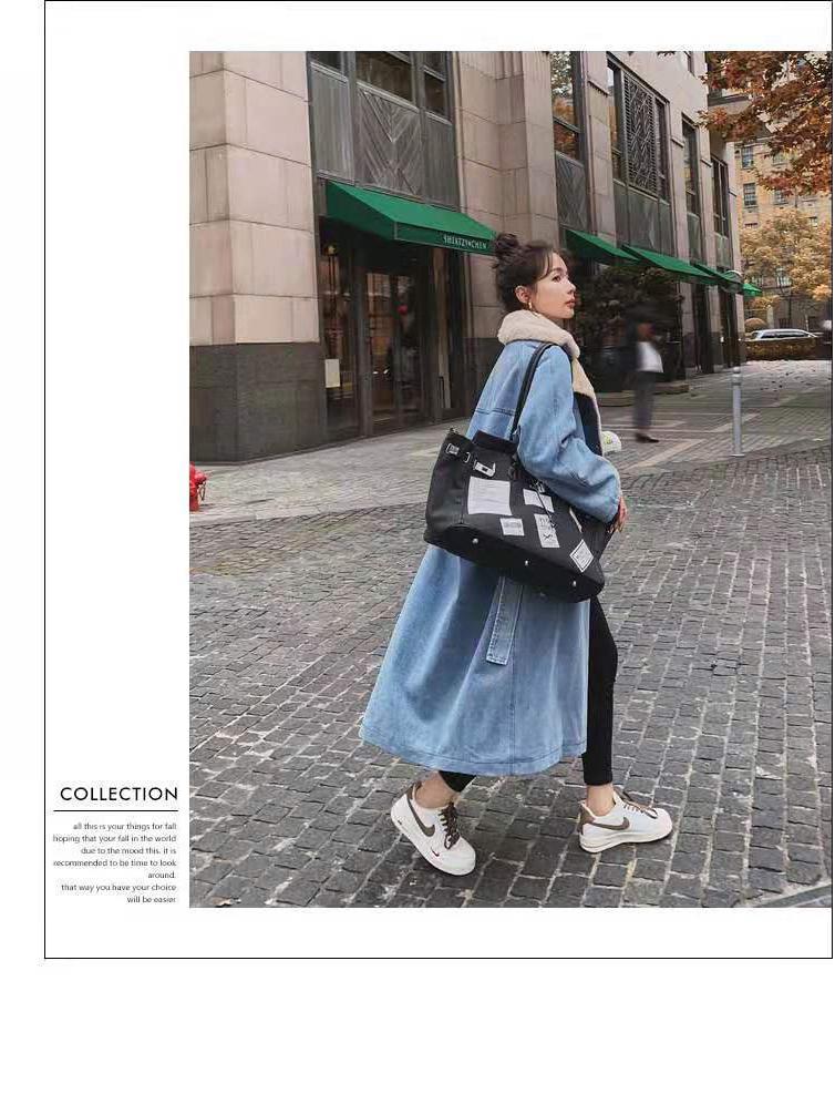 Women's Mid-Length Denim and Lamb Wool Parka (2025 Winter Collection)