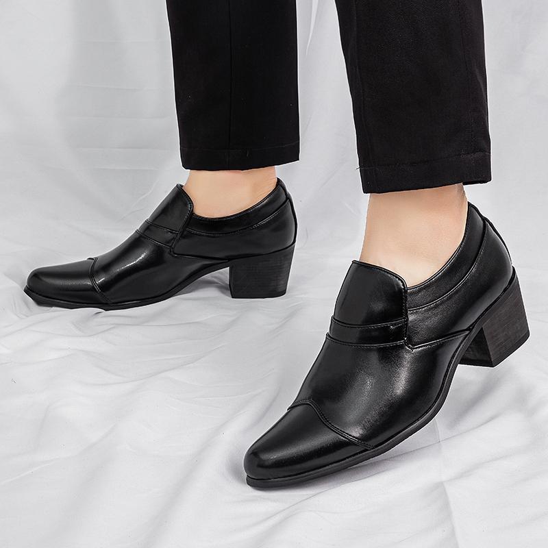 Luxury Designer New Black Brown Patent Leather Casual Cuban Shoes For Men Elevator Loafter Formal Wedding Dress Homecoming