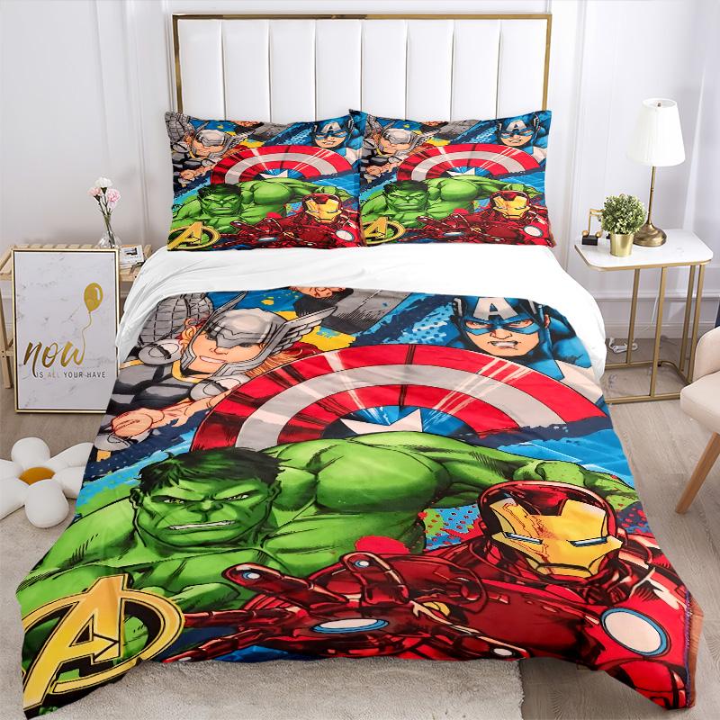 Avengers Teamup Adventure Print 3Pcs Bedding Setduvet Cover With 2 Bedropillowcase Home Birthday Gift