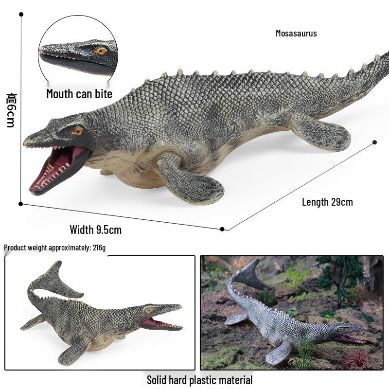 Cretaceous Marine Dinosaur Heart Toy: Realistic Mosasaurus and Plesiosaurus Model Ornament