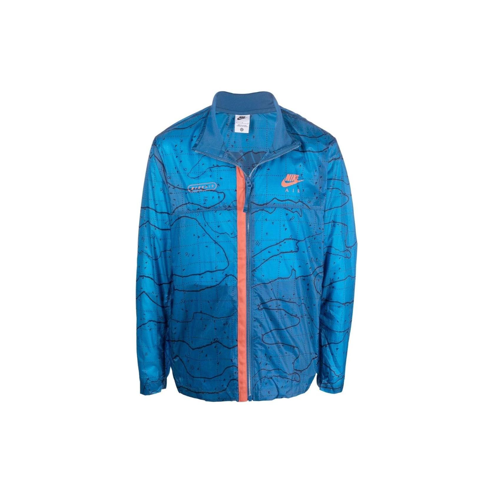 Men s Nike Printing Logo Stripe Zipper Stand Collar Jacket Blue DN2112-407 M