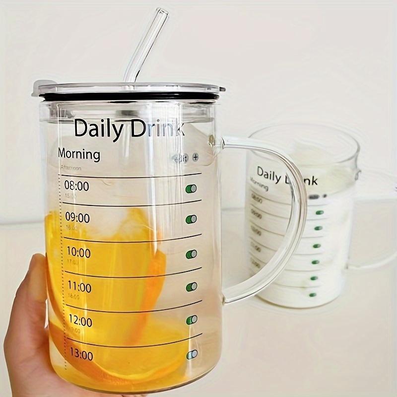 1 st 1L Högt Borosilikatglas Mugg med Lock och Sugrör Stor Kapacitet Vattenkopp Iced Coffee Muggar Dricksglas Dryckesvaror Gåvor