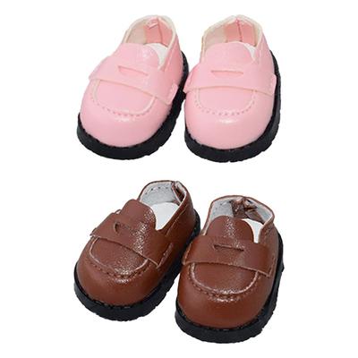 Niannyyhouse 10cm Plush Leather Shoes Shoes2 Cotton Doll Shoes Shoe Length Approx. 3.8cm Dress Up Doll Accessories (Pink+Brown)