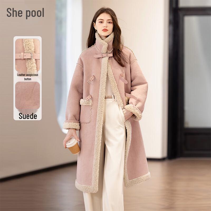 

Women s 2024 Winter Sweet Style Drop-Shoulder Mid-Length Coat L