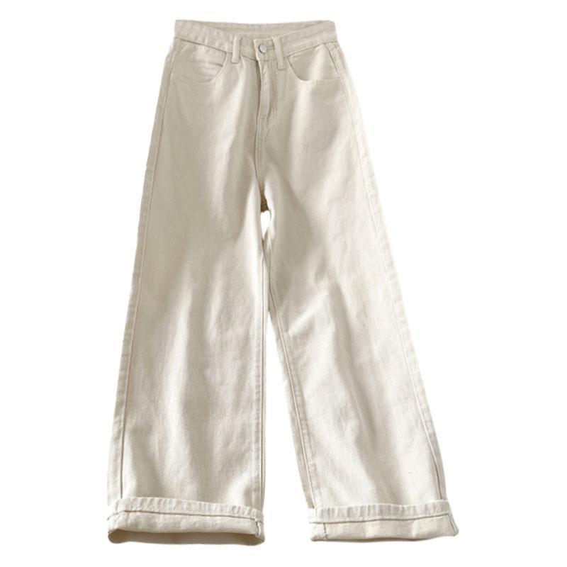 Spring 2025 Women's High-Waisted Wide-Leg Jeans - Chic Hong Kong Style, Loose & Slimming Fit