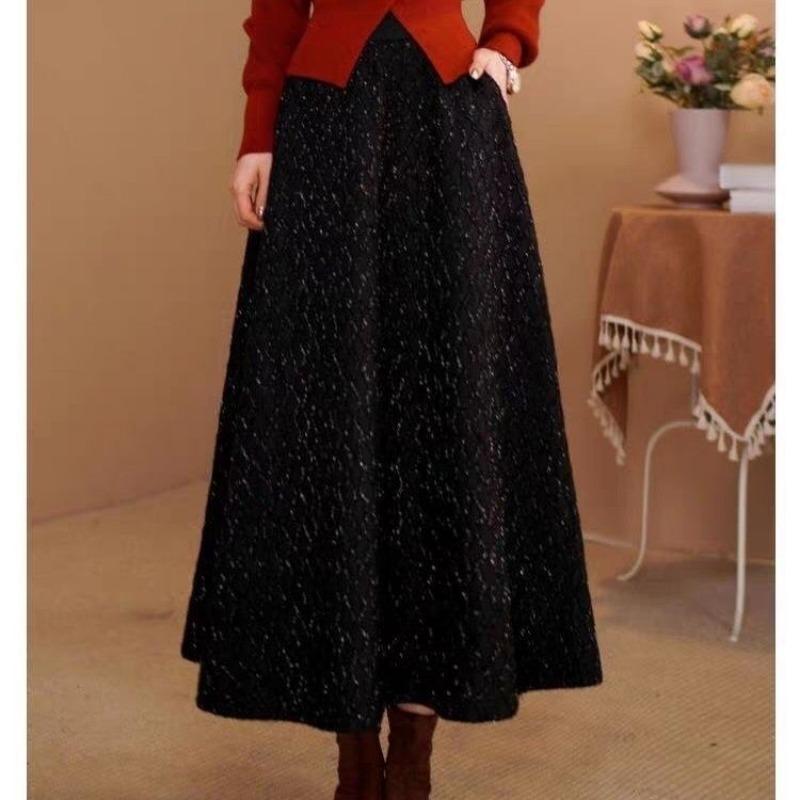 Women s Winter Glitter A Line Maxi Skirt High Waist M чёрный